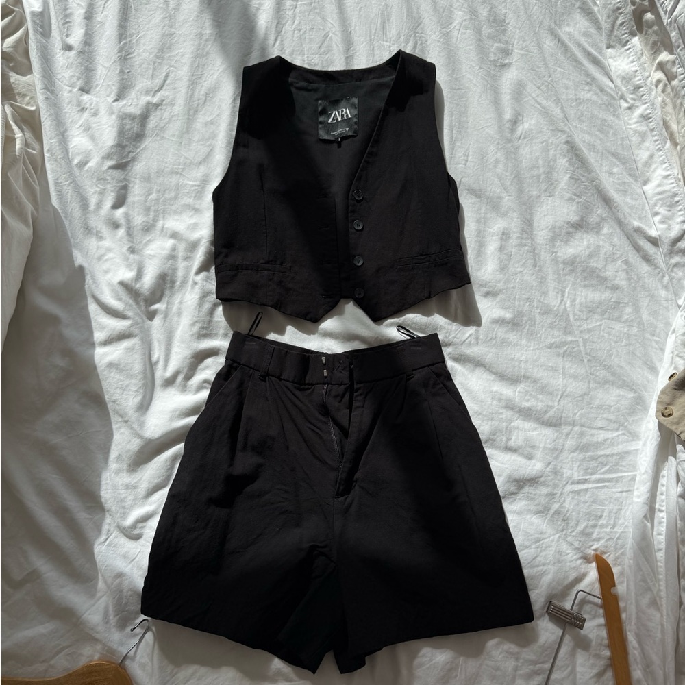 Zara Black Two Piece Vest Set